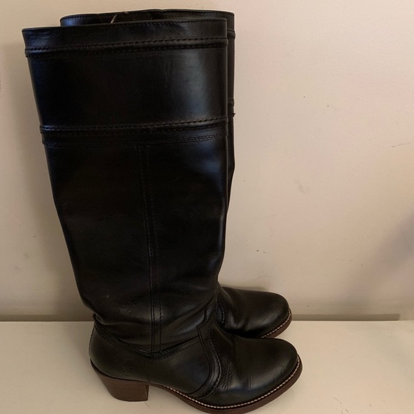 Frye Knee High Tall Black Leather Boot - Picture 2 of 7